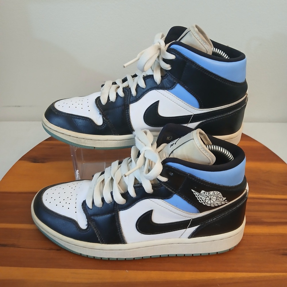 Nike Air Jordan 1 Mid Women 8 University Blue White Shoes Sneakers BQ6472-102